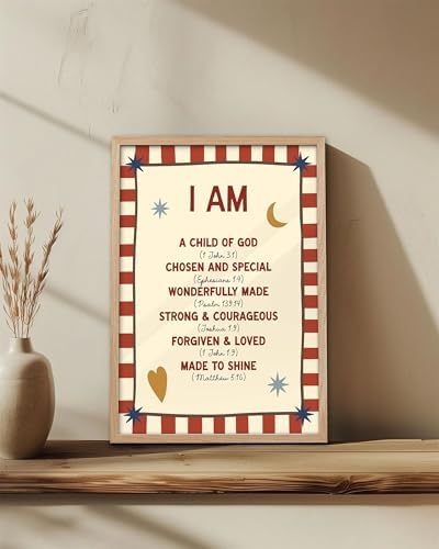 KensTro 12x16 Oak Framed I Am a Child of God Scripture Wall Art