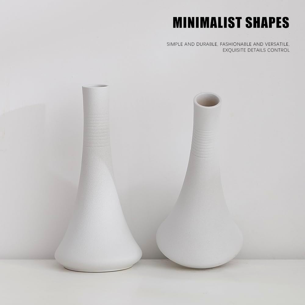 2-Piece Matte Ceramic vase Set / White
