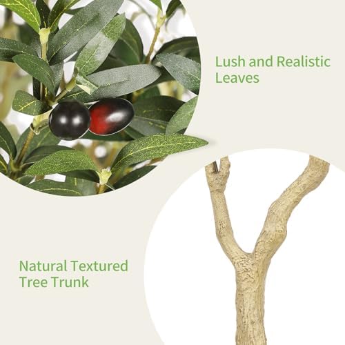 Realead 6ft Artificial Olive Tree with Tall Exquisite Planter