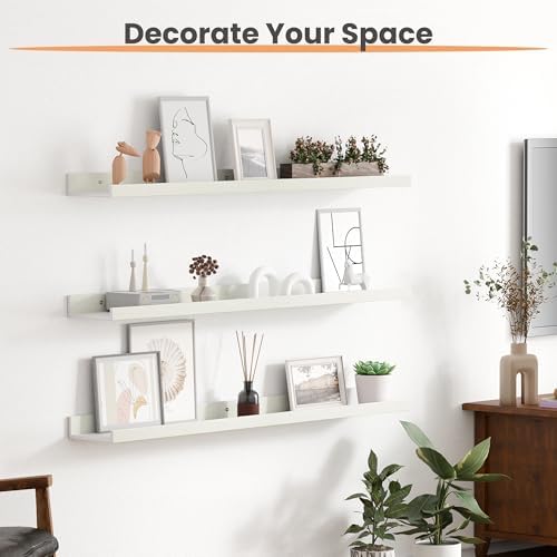 upsimples Floating Shelves for Wall Decor and Storage, White, 6Pcs 35.5''