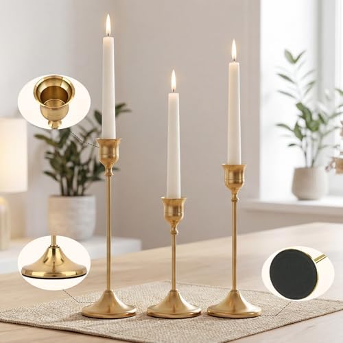 Set of 6 Brass Gold Candle Holders Metal Candlestick Holders Home Decor
