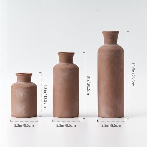 Ceramic Rustic Farmhouse Vase / Terracotta / Set of 3