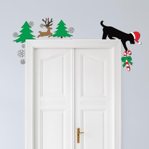 Morningro 4 Pcs Christmas Themed Door Frame Topper Metal Wall Art