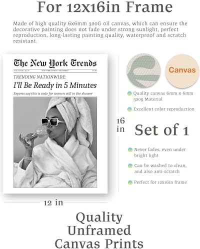 EcoHest 12x16 in I'll Be Ready in 5 Minutes Newspaper Canvas Art