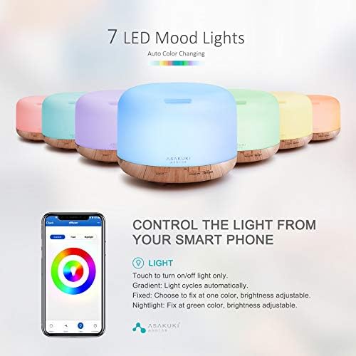 ASAKUKI Smart Wi-Fi Essential Oil Diffuser, 500ml App Control Humidifier