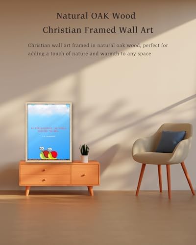 KensTro 12x16 Oak Framed Spurgeon Perseverance Snail Wall Art