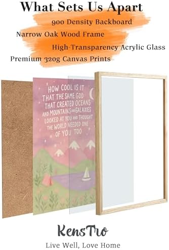 KensTro 12x16in Same God Creation Inspirational Christian Kids Wall Art,Natural OAK Wood Frame with Mountain Canvas
