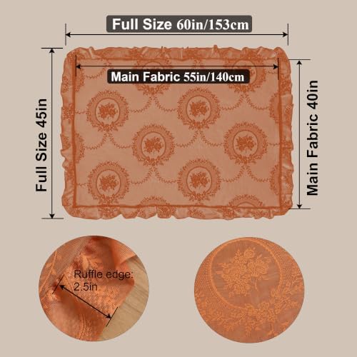 Orange Fall Lace Tablecloth, Vintage 55”x40” Rectangular Table Cloth