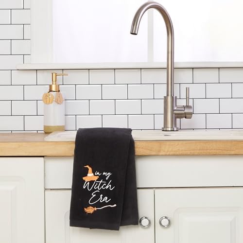 SKL Home Halloween in My Witch Era Hand Towel Set-2pc, 100% Cotton, Black
