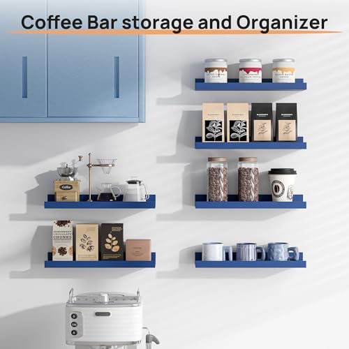 upsimples Floating Shelves for Wall Decor Storage, Navy Blue, 6Pcs, 15.7''