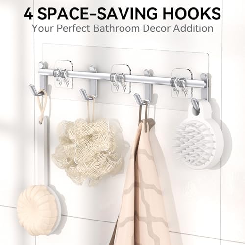 YASONIC Shower Caddy Adhesive, Rustproof Shower Organizer with Soap Holder, Large Capacity Shower Shelves for Inside
