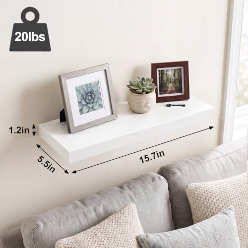 Fixwal Floating Wall Shelves for Decor (White Set of 6, 15.7 Inch)