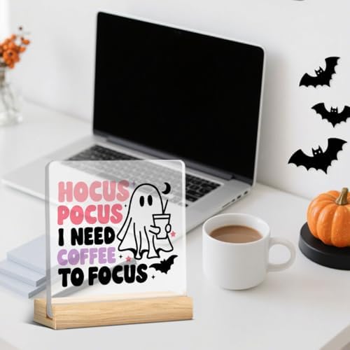 Cute Hocus Pocus Decor Halloween Ghost Coffee Acrylic Sign