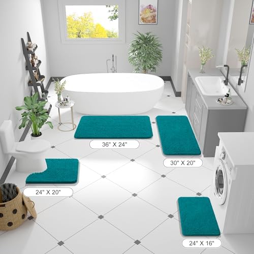 OLANLY Bathroom Runner Rugs 44x24, Soft Absorbent Chenille Bath Rugs, Rubber Backing Quick Dry, Machine Washable Long