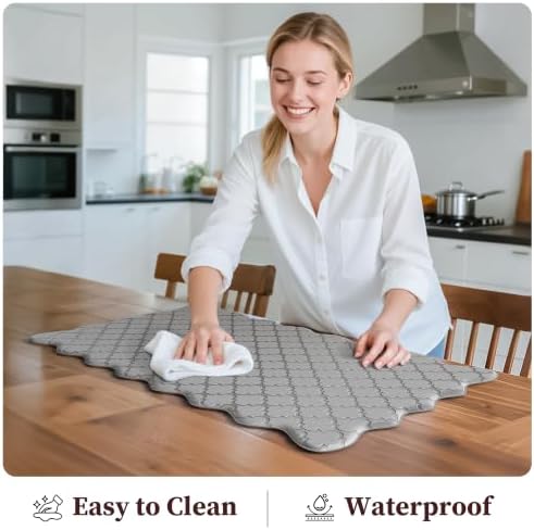 Arenarug Upgrade Scalloped Kitchen Mats for Floor 2PC, Gray Kitchen Rugs
