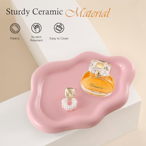 Ceramic Jewelry Tray Trinket Dish / Pink / 7.7 x 5.3 x 0.6