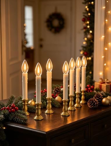 10 Pack Flameless Window Taper Candles, Battery Operated 6H/18H Auto Timer