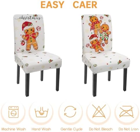 Christmas Chair Covers Set of 4 Gingerbread Winter Parsons Chair Slipcovers