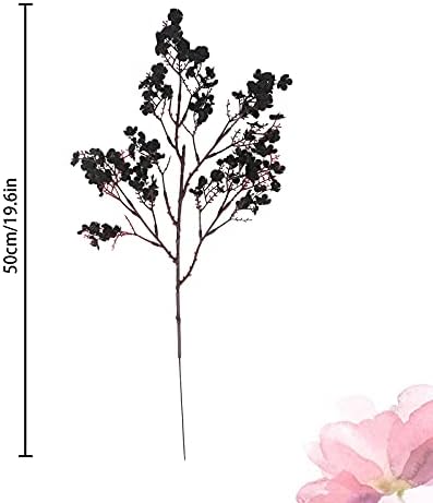 Uieke 6 Bundles Babys Breath Fabric Cloth Artificial Flowers European Fake Silk Flowers Real Touch Faux Artificial Gypsophila Bouquet for Home DIY Wedding Party Halloween Xmas Décor (Black)