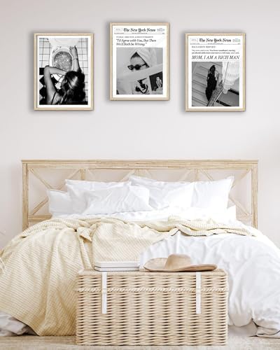 EcoHest 12x16 in Cool Girl Newspaper Framed Wall Art for Bedroom