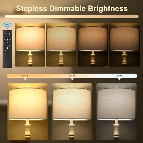 BOBOMOMO 62" Rustic Farmhouse Floor Lamp Antique White with Remote & Dimmable 9W Bulb, 3 Color Temperatures Resin