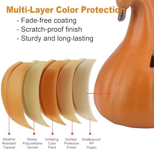 12" Jack O' Lantern - Halloween Pumpkin Decoration - Shatterproof Waterproof Pumpkin Safe for Indoor Outdoor - Perfect Halloween Party Favors - 12 Inch
