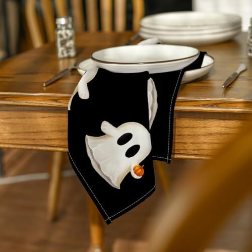 Horaldaily Halloween Cloth Napkins, Dots Pumpkin Ghost Napkins Set of 8