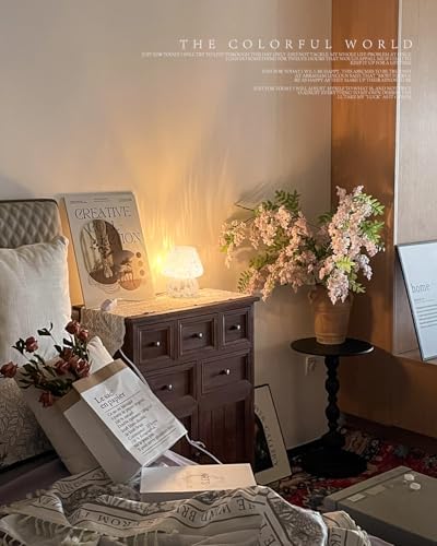 ONEWISH Mushroom Lamp Small Bedside Table Lamp-Nightstand Nightlight Dimmable Stepless, Translucent Glass Desk Lamp for