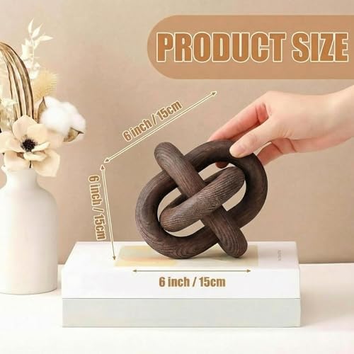 Yalikop 3 Link Wood Knot Decor Rustic Table Shelf Accents, Black Walnut