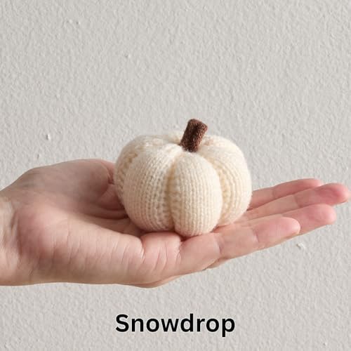 Cozy Mini Knit Set of 3 Ivory Pumpkins (Snowdrop Multi-Size Set)
