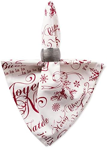 DII Vintage Christmas Kitchen Textile Collection, Napkin Set, 20x20, Joyeux Noel, 6 Piece