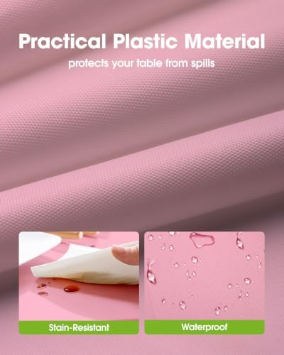 Pureegg Plastic Table Cloth Disposable 10 Pack, 54 x 108 Inch Table Cloths, Easter Party, Valentines, Mothers Day Decorations, Tablecloths, Rectangle, Pastel Plastic Cover, Leakproof & Sturdy, Pink