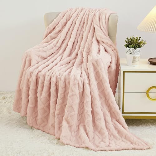 Aganear Fleece Throw Blanket for Bed Couch 90"x90" Pink