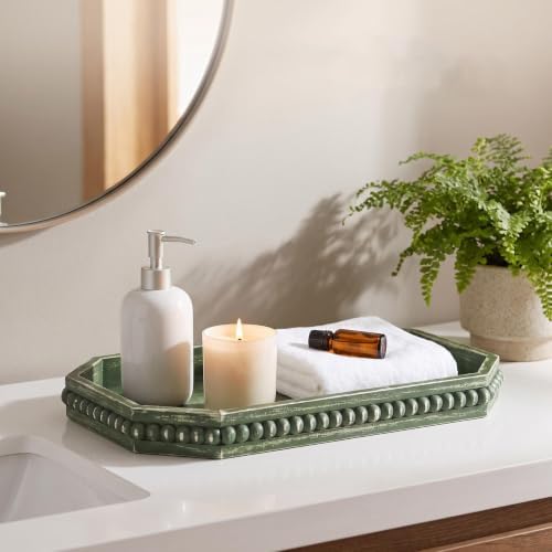 Hrastany Green Wood Decorative Tray, Coffee Table Tray for Ottoman