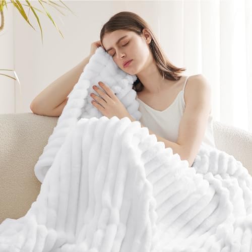 Bedsure Soft Twin Blanket for Bed Decor Gifts Bright White 60"x80"
