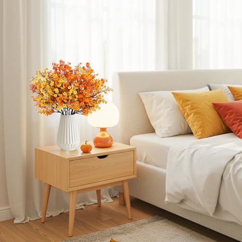 8Pcs Artificial Fall Flowers Real Touch Flowers Decorations,Orange Yellow