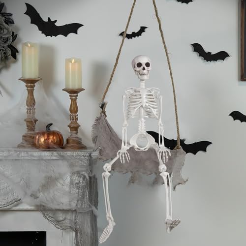 XONOR 3ft Halloween Posable Skeleton Human Full Body Plastic Skeleton Decorations for Halloween Party Haunted House Supplies (2Pcs)