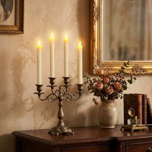 GenSwin Flameless Taper Candles LED Battery Operated Remote Timer Ivory