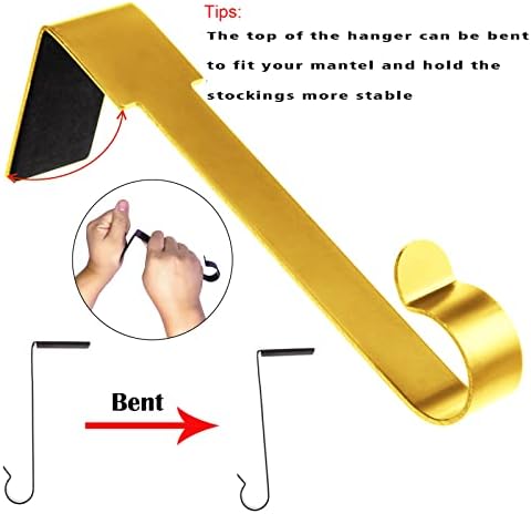 6 Pcs Christmas Stocking Holders Mantel Hook Hangers Fireplace Hooks Hanger Christmas Stocking Hook Fireplace Hanger Grip for Christmas Party Decorations (Gold, 6)