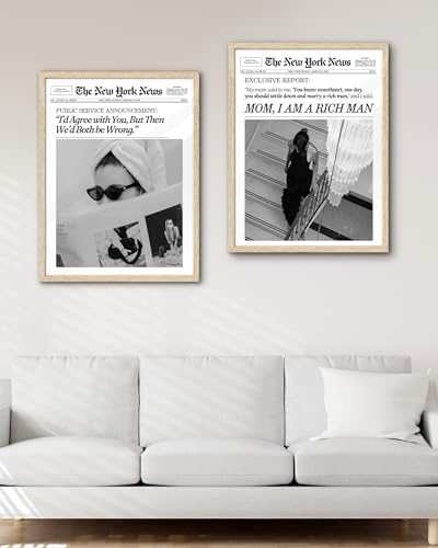 EcoHest 16x20 in Mom I Am a Rich Man Newspaper Framed Wall Art