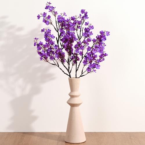 15 Pcs Fake Flowers, Real Touch Babys Breath Artificial Flowers, Purple