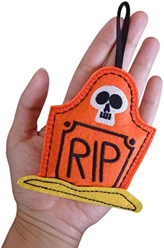 Halloween Ornaments - Set of 6 Plush Felt Handmade Decor - Broom, Jack-o'-Lantern, Frankenstein, Witchcraft, Eyeball, RIP Tomb Design - Halloween Ornaments for Tree