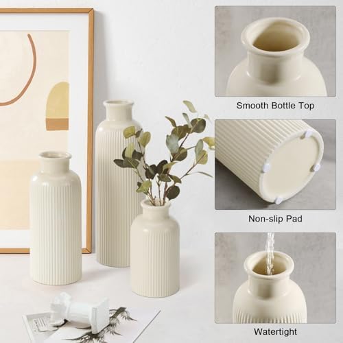 Small Ceramic Vase / Beige / Set of 3