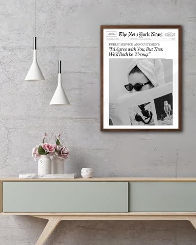 EcoHest 12x16 in Cool Girl Newspaper Framed Wall Art for Bedroom