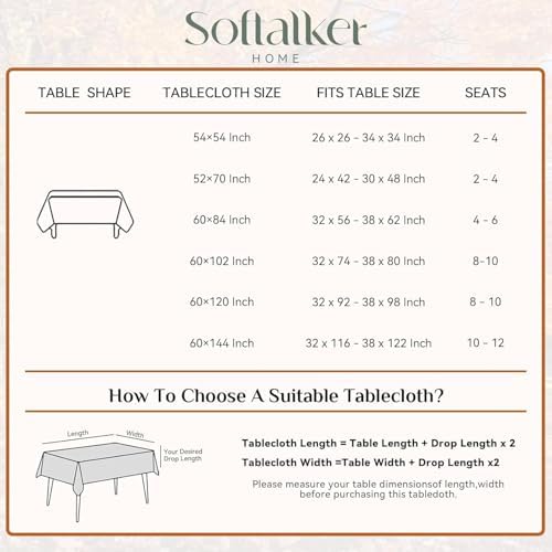 Softalker Cream Tablecloths Rectangular 84x60 inch, Faux Linen Outdoor Table Cloth Stain Resistant & Shrink-Proof, Washable Table Cover for 6 Foot Rectangle Table Decor for Summer, Farmhouse Style