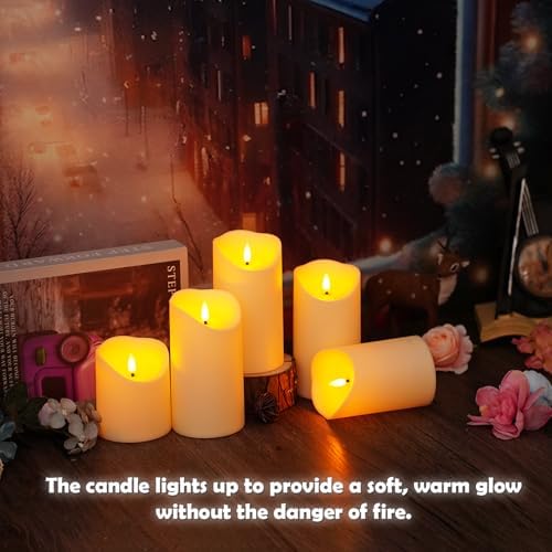kakoya Flameless LED Candles Battery Operated with Remote and Timer,Flickering Electric Fake Plastic Pillar Candles Set of 24(D3 x H 3" 4" 5") Ivory