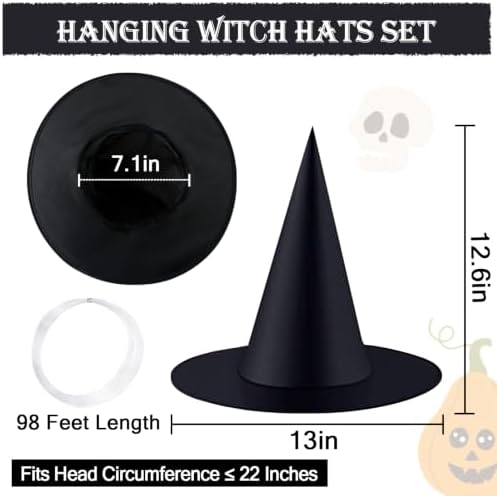 6 Pcs Halloween Witch Hat Black Witch Hats Hanging Decor for Yard Porch