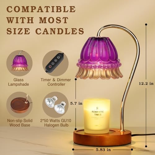 Funistree Flower Candle Warmer Lamp with Timer, Dimmable Candle Lamp Warmer, Christmas Birthday Gifts for Women Mom