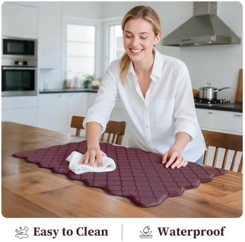 Arenarug Upgrade Scalloped Kitchen Mats for Floor 2PC, Red Kitchen Rugs