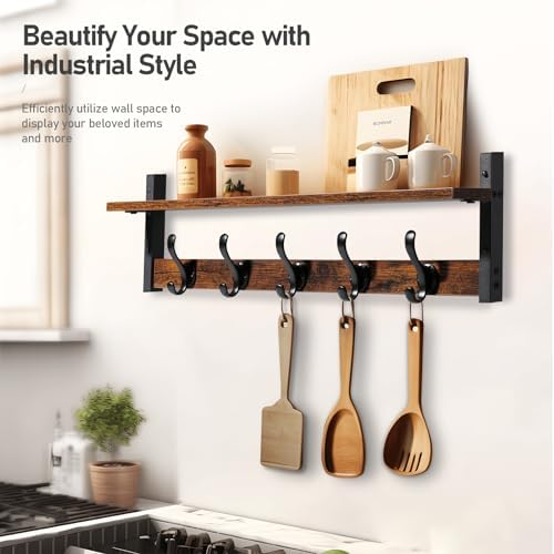 Rustic Coat Rack Wall Mount / Rustic Brown / 29 Inch